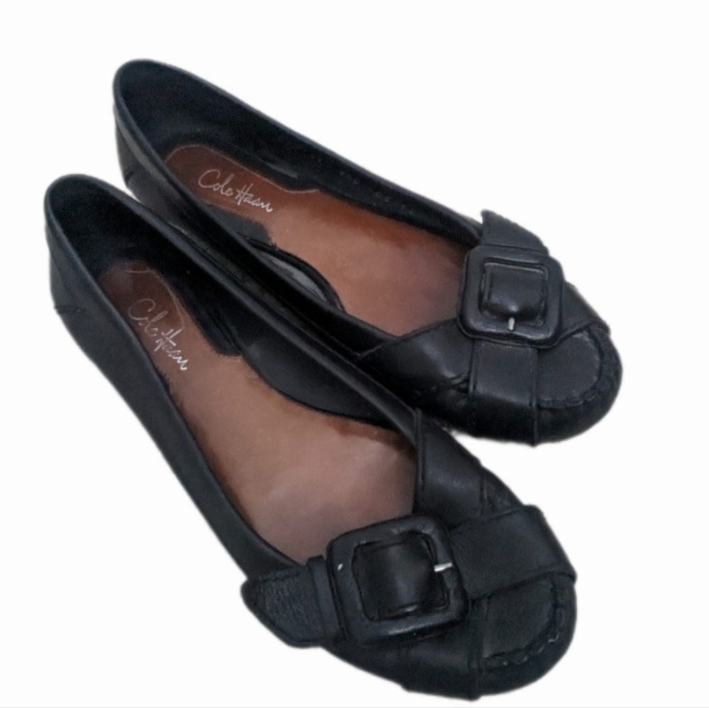 Cole Haan Shoes 6.5 Flats Black Buckle Professional Ballet Flats Leather